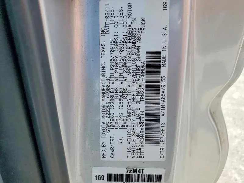 2011 TOYOTA TACOMA BASE  