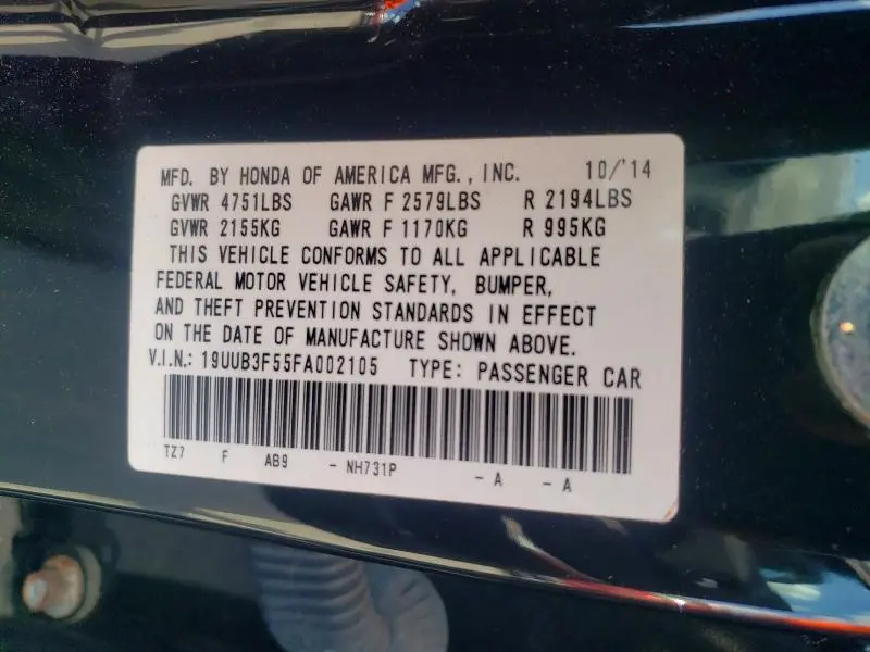 2015 ACURA TLX TECH  