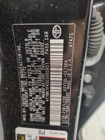 2012 TOYOTA CAMRY SE V6  