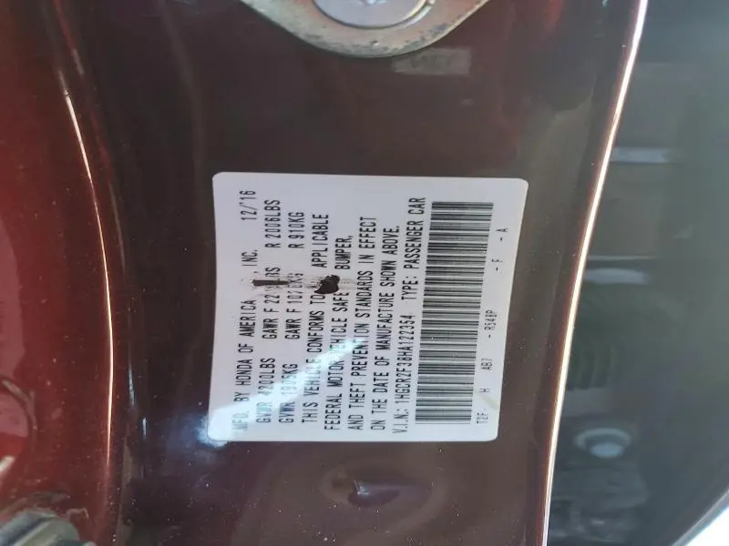 2017 HONDA ACCORD LX  