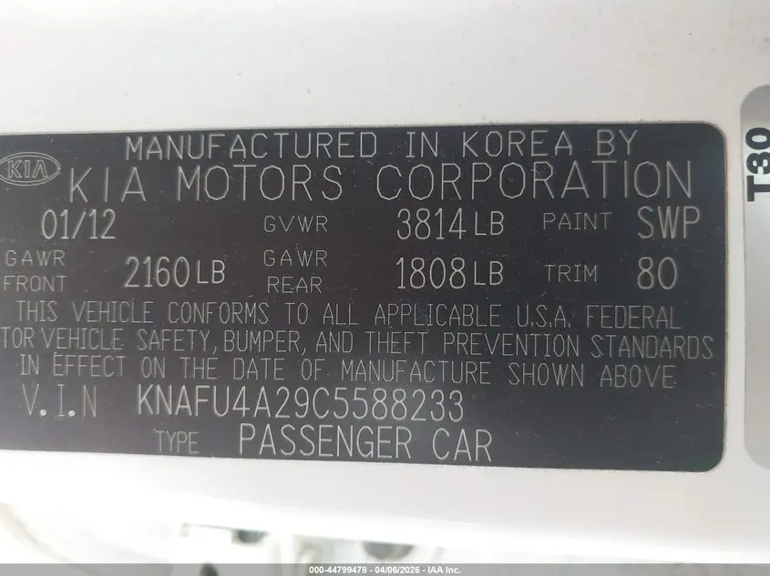 2012 KIA FORTE EX