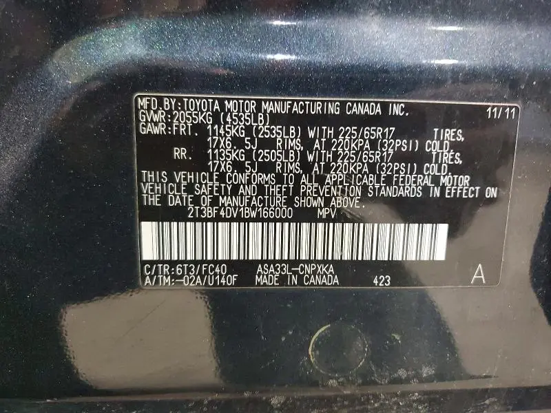 2011 TOYOTA RAV4 BASE  