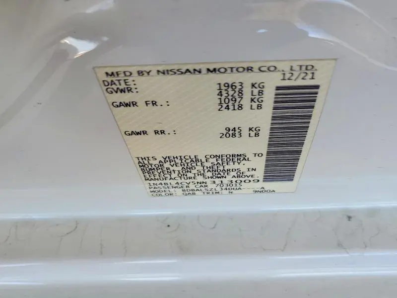 2022 NISSAN ALTIMA SR  