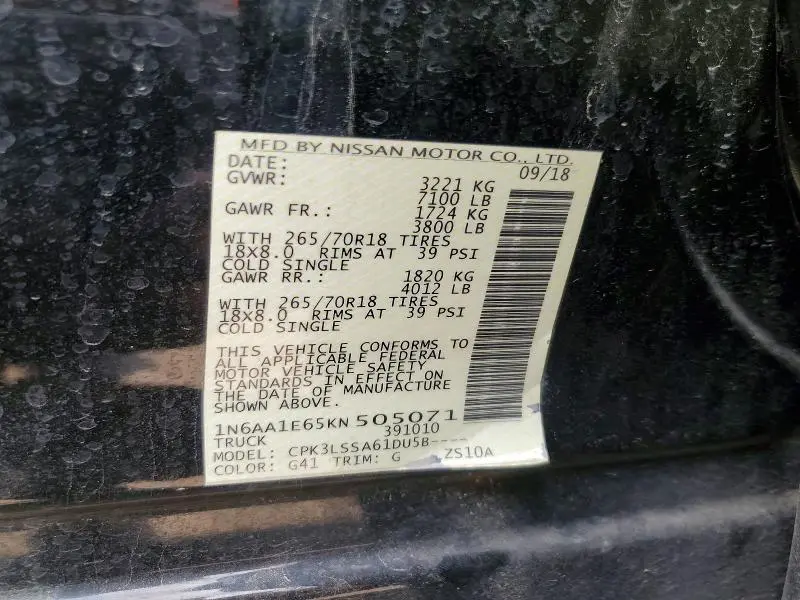 2019 NISSAN TITAN SV  