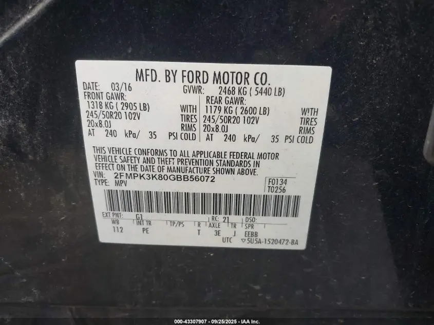 2016 FORD EDGE TITANIUM