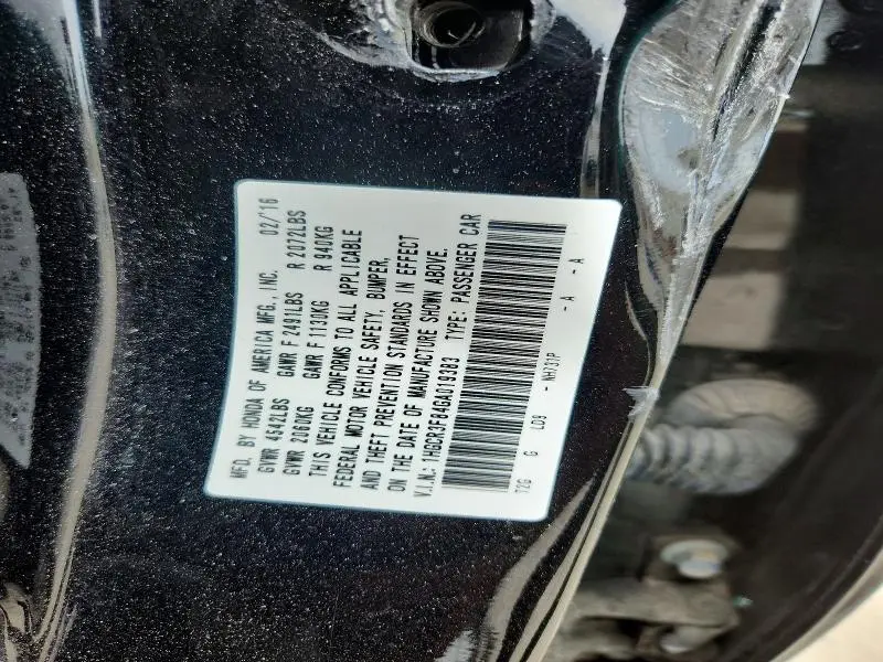 2016 HONDA ACCORD EXL  