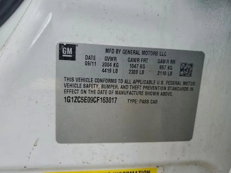 2012 CHEVROLET MALIBU 1LT  