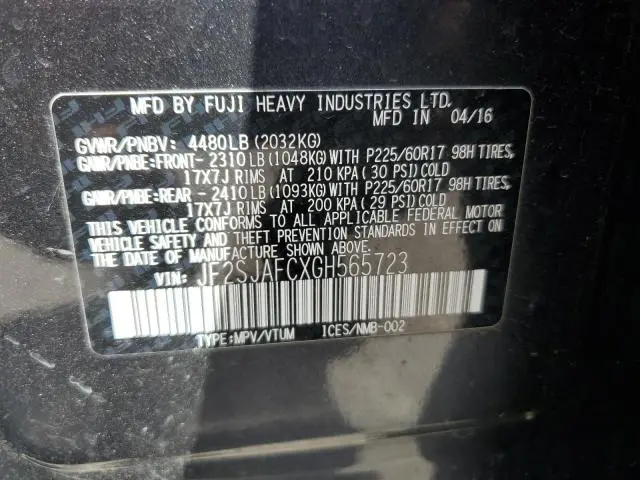 2016 SUBARU FORESTER 2.5I PREMIUM  