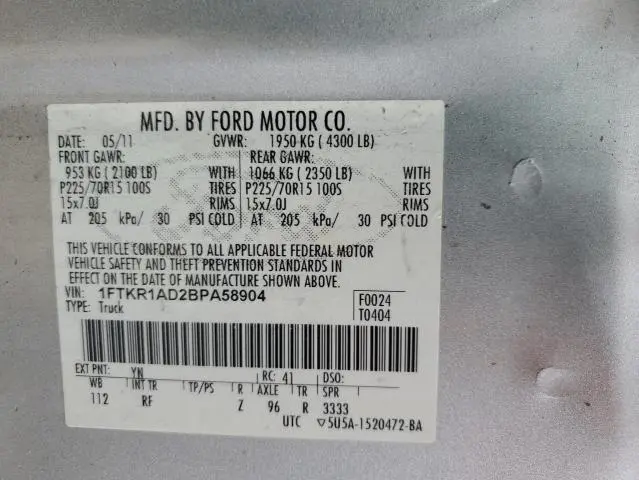 2011 FORD RANGER   