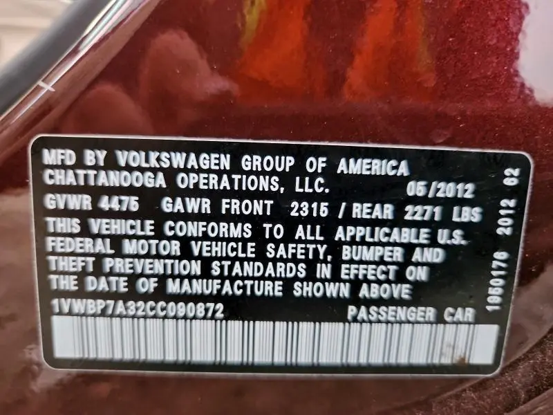 2012 VOLKSWAGEN PASSAT SE  