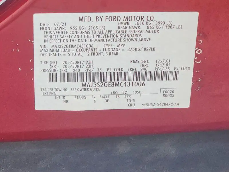 2021 FORD ECOSPORT SE  