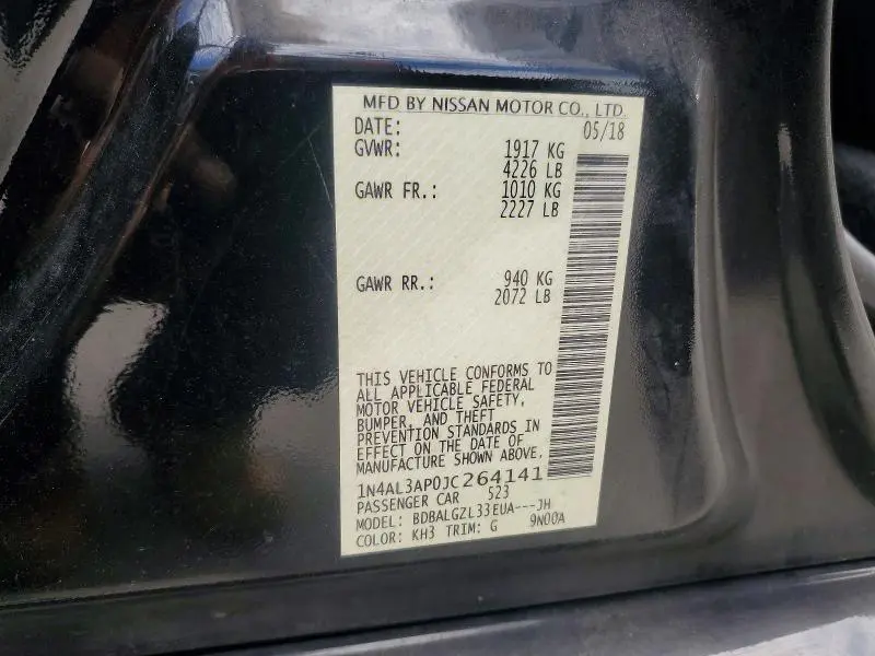 2018 NISSAN ALTIMA   