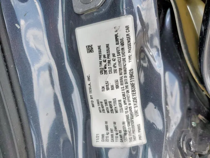 2022 TESLA MODEL 3   