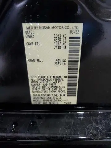 2022 NISSAN ALTIMA SV