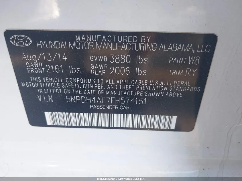 2015 HYUNDAI ELANTRA SE
