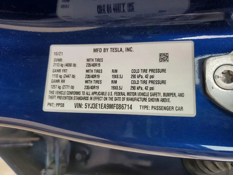 2021 TESLA MODEL 3   