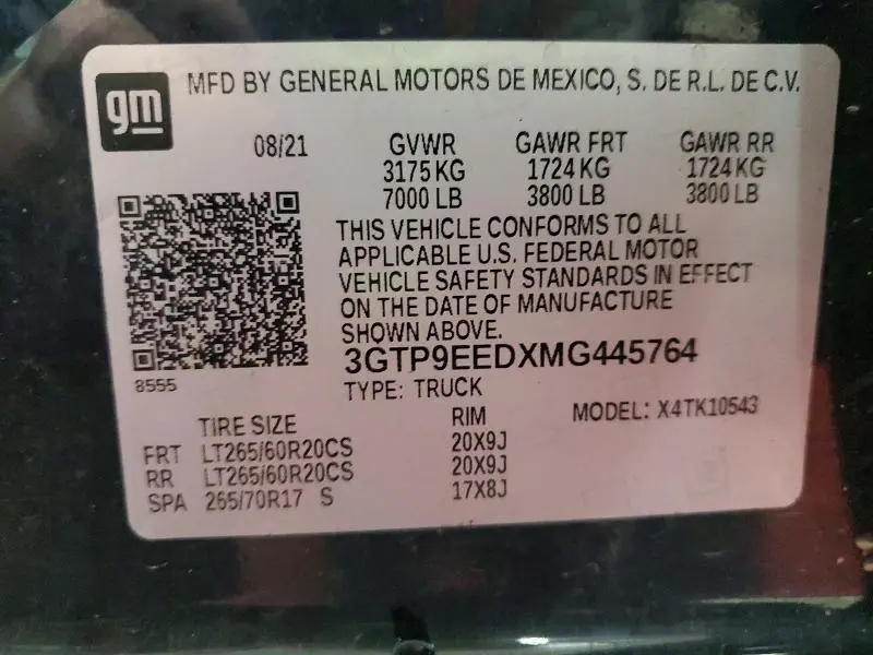 2021 GMC SIERRA K1500 AT4  