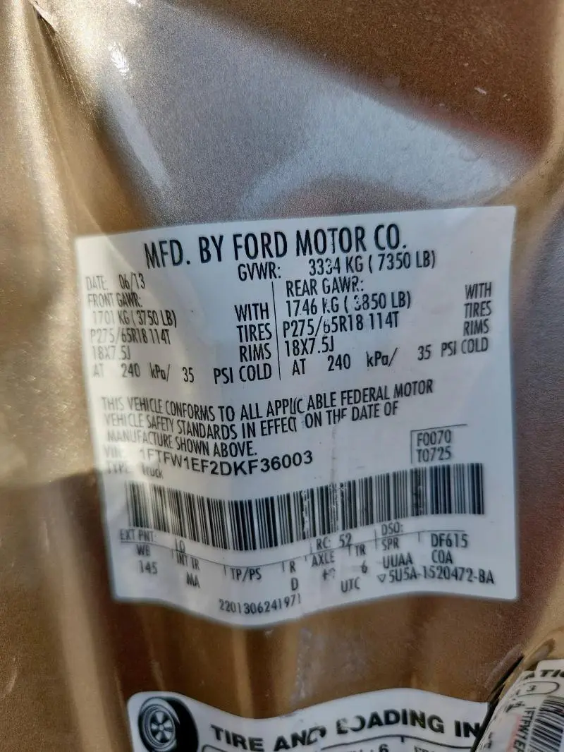 2013 FORD F150 SUPERCREW  