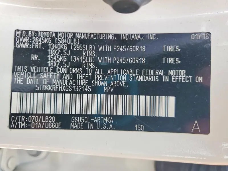 2016 TOYOTA HIGHLANDER XLE  