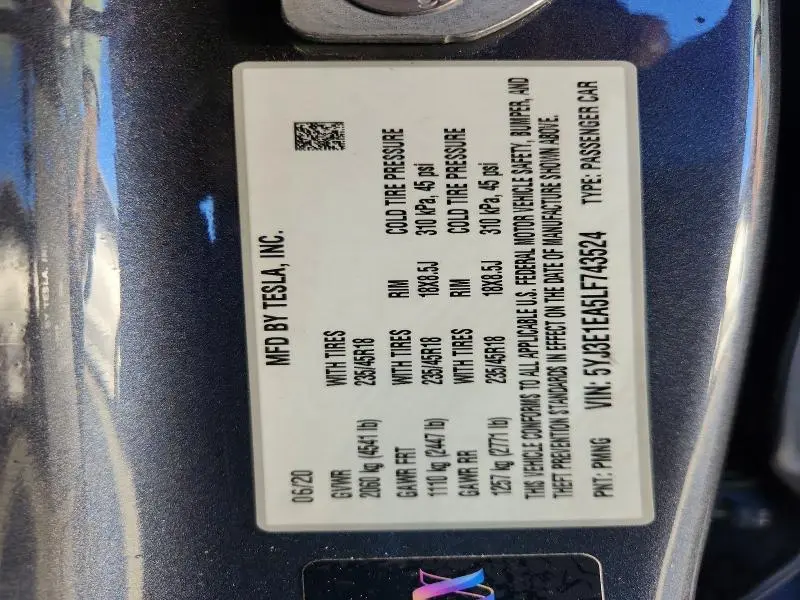 2020 TESLA MODEL 3   