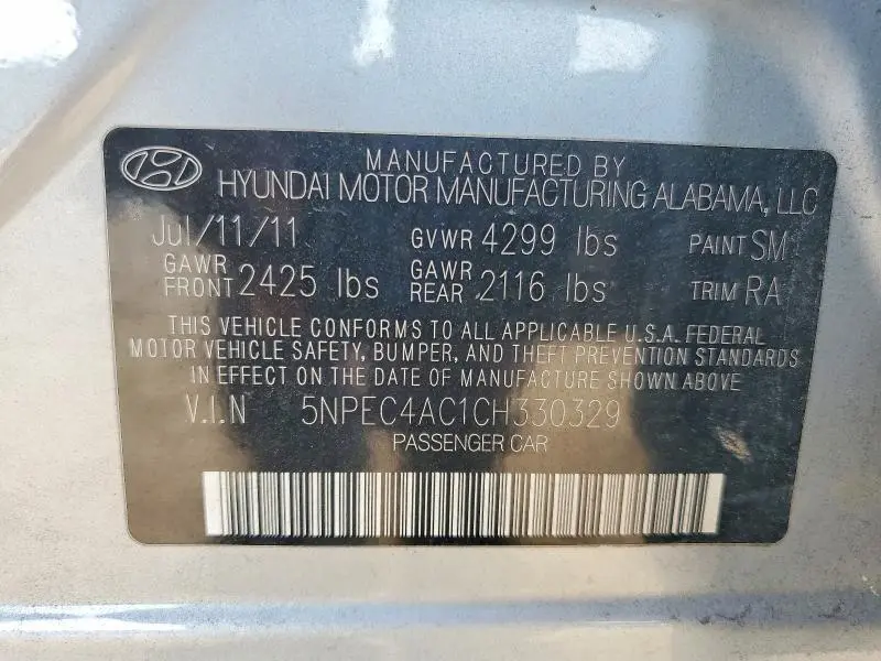 2012 HYUNDAI SONATA LIMITED  