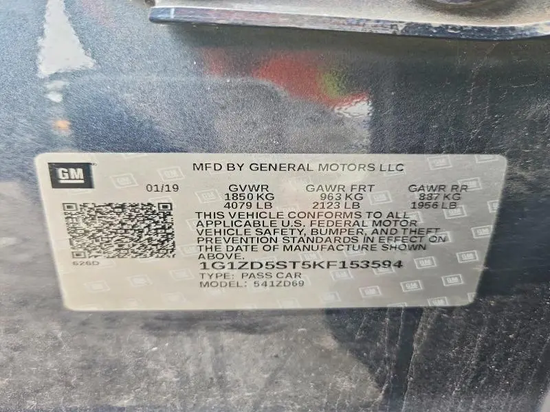 2019 CHEVROLET MALIBU LT  