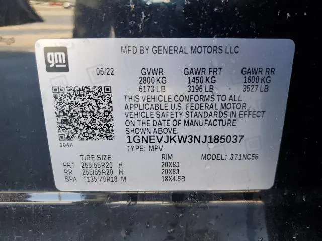 2022 CHEVROLET TRAVERSE RS  