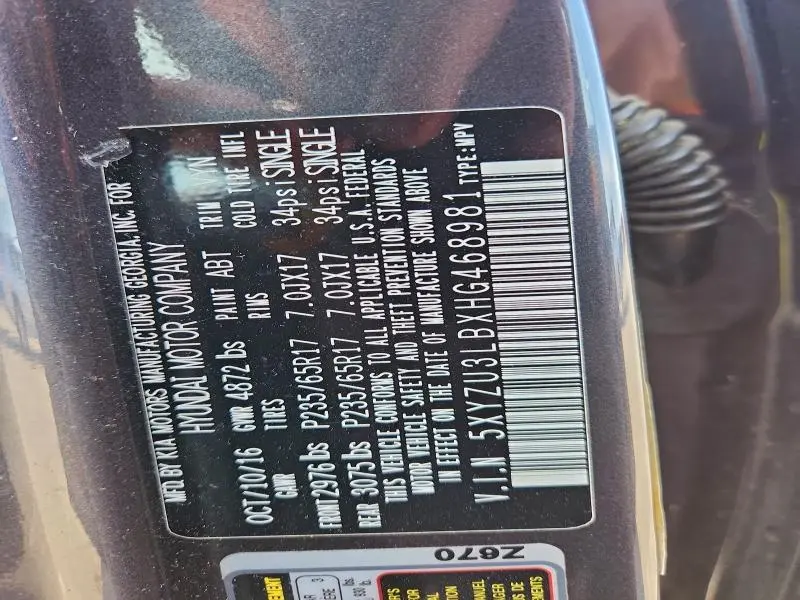 2017 HYUNDAI SANTA FE SPORT   