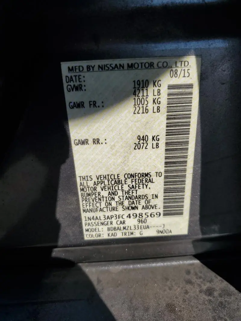 2015 NISSAN ALTIMA 2.5  