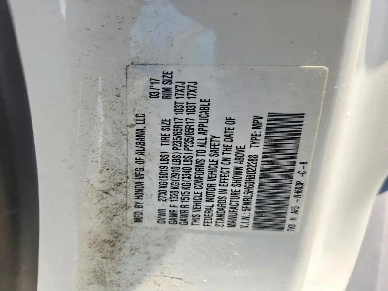 2017 HONDA ODYSSEY EXL  