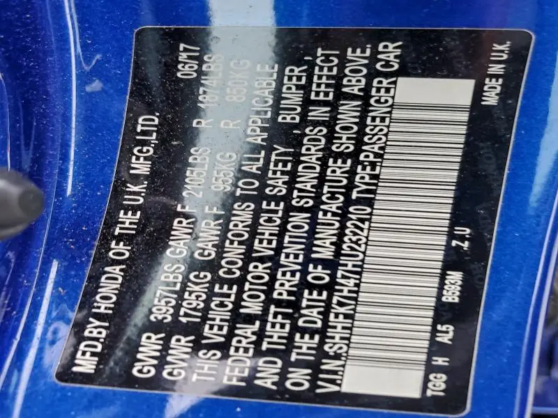 2017 HONDA CIVIC SPORT  