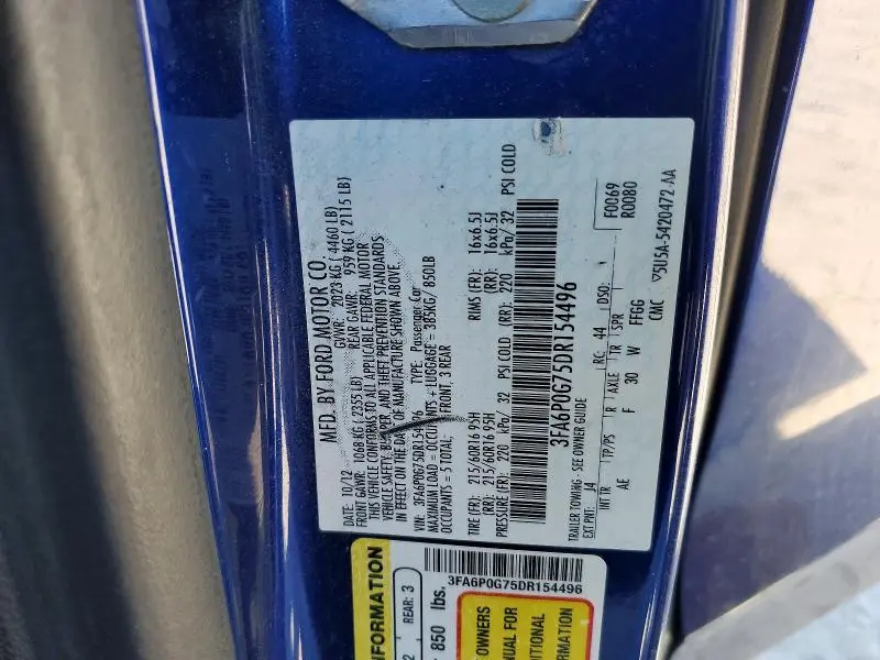 2013 FORD FUSION S  