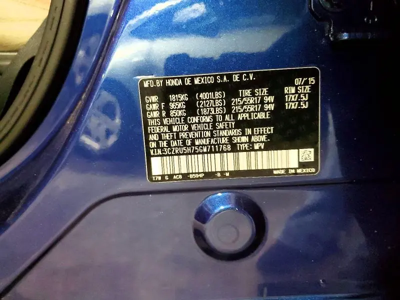 2016 HONDA HR-V EXL  