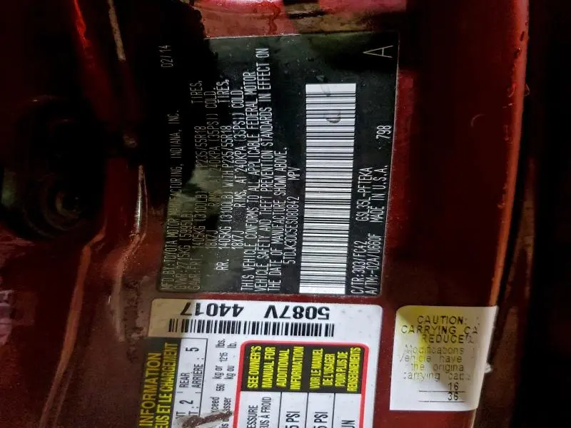 2014 TOYOTA SIENNA LE 7-PASSENGER  