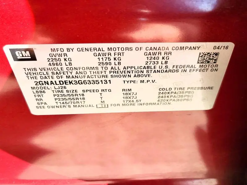 2016 CHEVROLET EQUINOX LTZ  