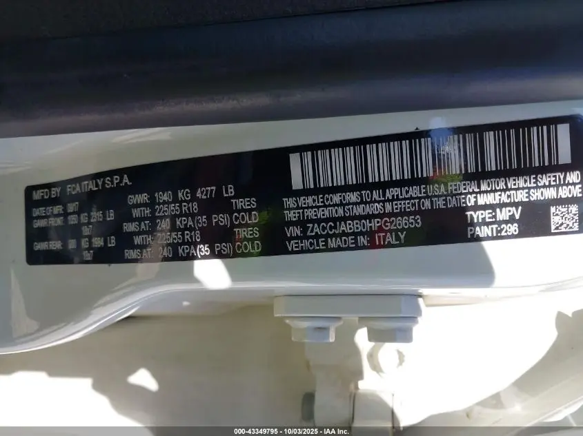 2017 JEEP RENEGADE ALTITUDE FWD