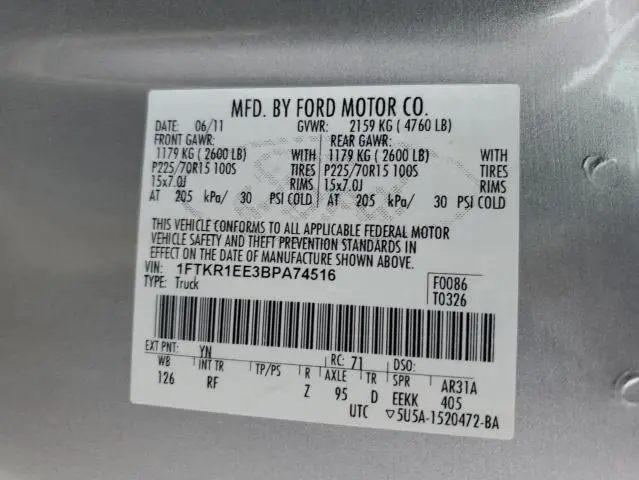 2011 FORD RANGER SUPER CAB  