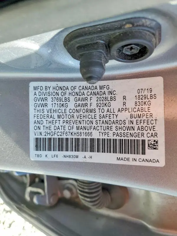 2019 HONDA CIVIC LX  