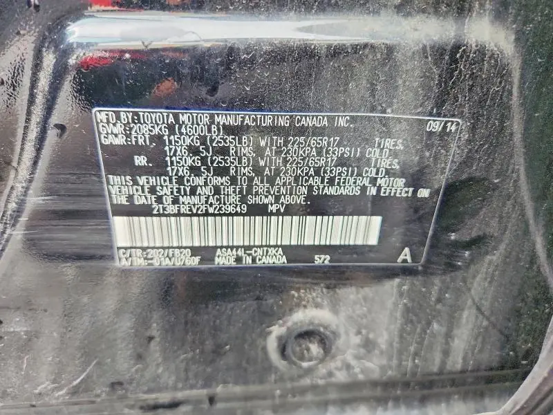 2015 TOYOTA RAV4 LE  