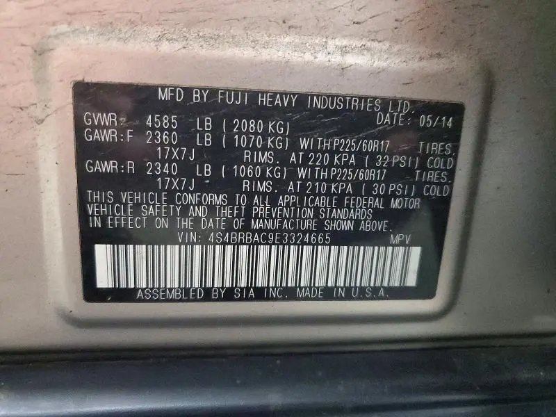 2014 SUBARU OUTBACK 2.5I  