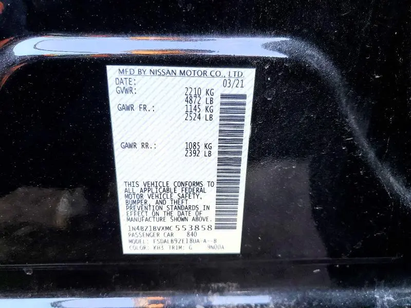 2021 NISSAN LEAF S PLUS  