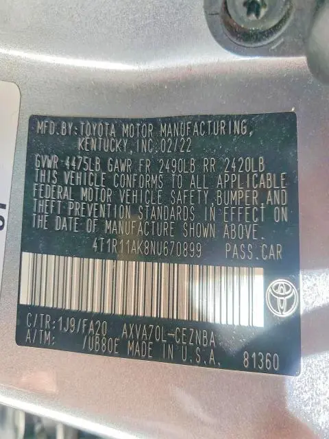 2022 TOYOTA CAMRY LE  