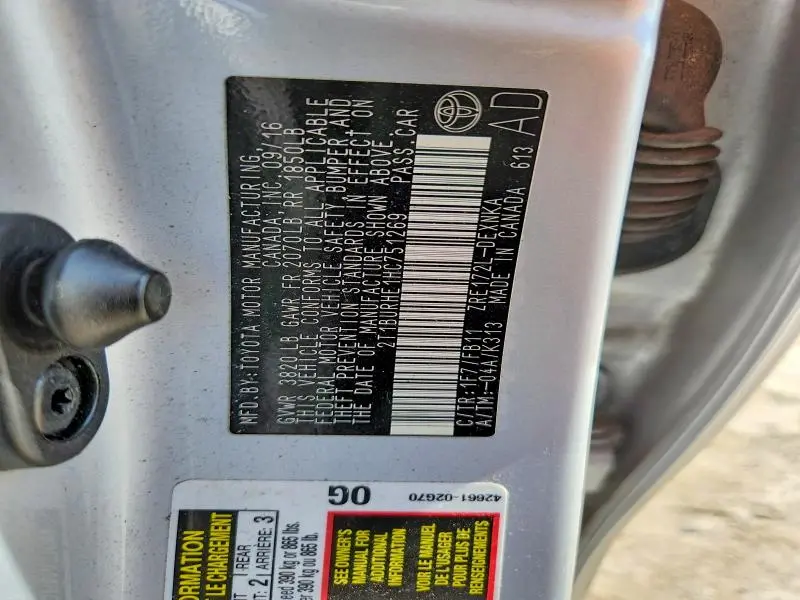 2017 TOYOTA COROLLA LE  
