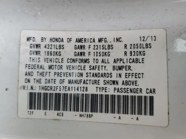 2014 HONDA ACCORD SPORT  