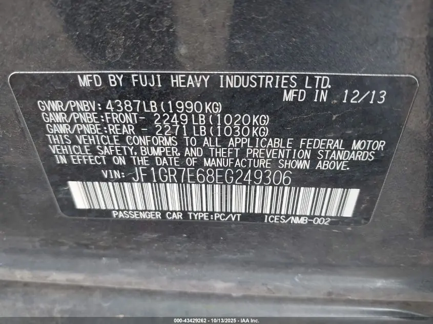 2014 SUBARU IMPREZA WRX  