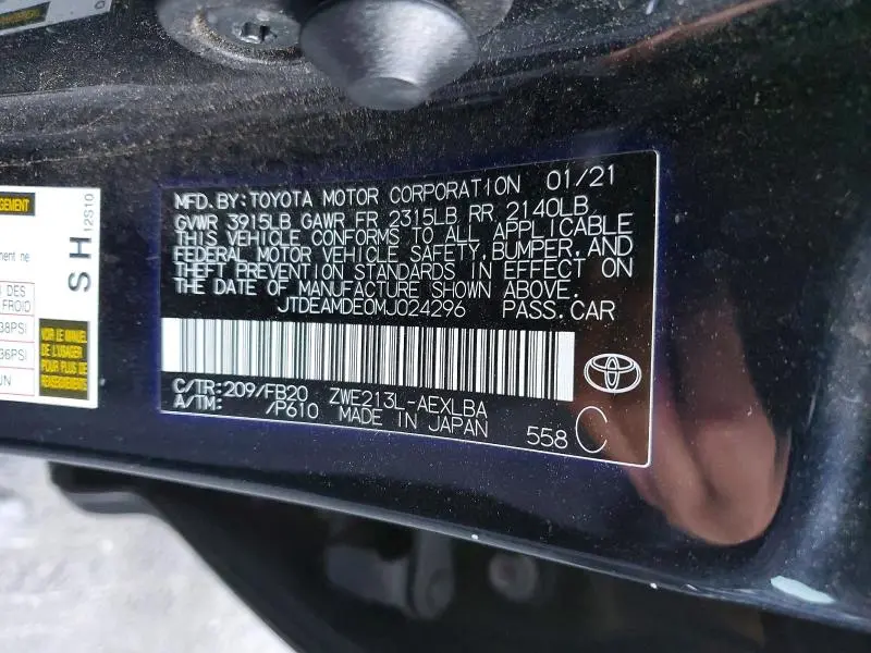 2021 TOYOTA COROLLA LE  