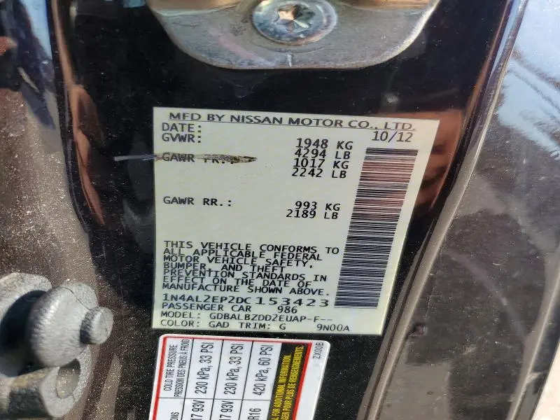 2013 NISSAN ALTIMA S  