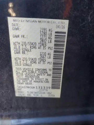 2016 NISSAN MURANO S  