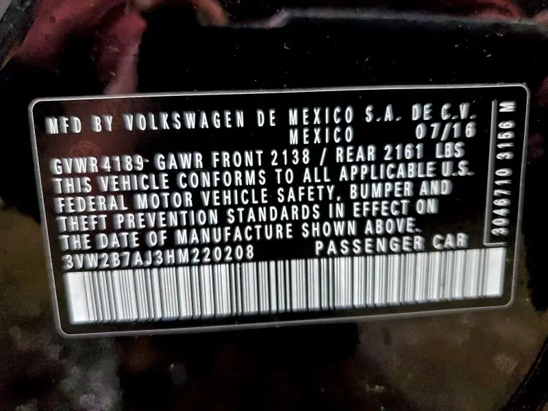 2017 VOLKSWAGEN JETTA S  