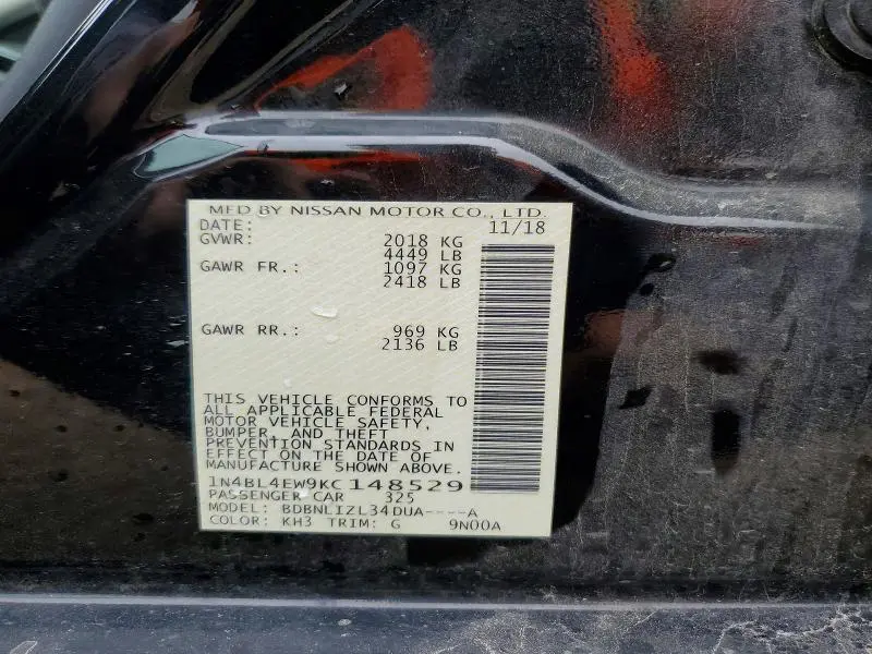 2019 NISSAN ALTIMA SL  